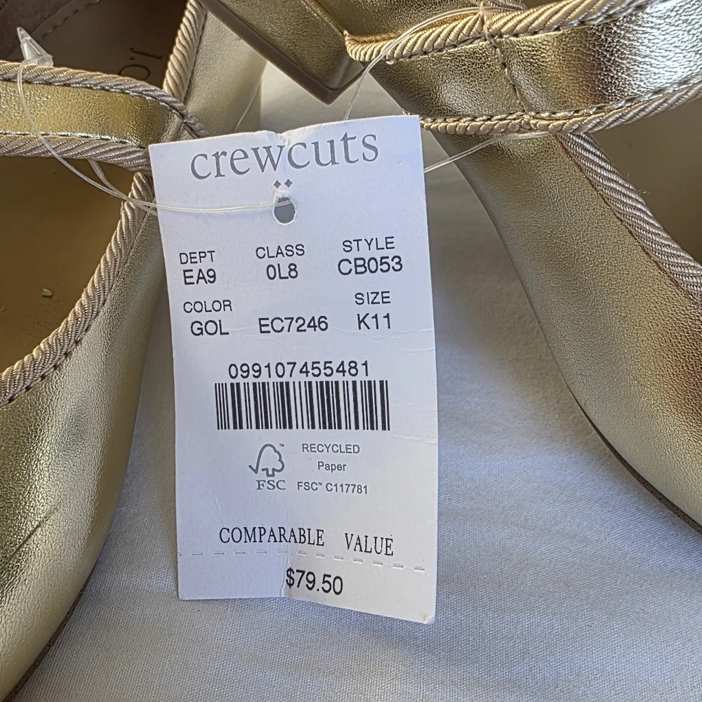 Crewcuts Gold Mary Jane Dress Shoes